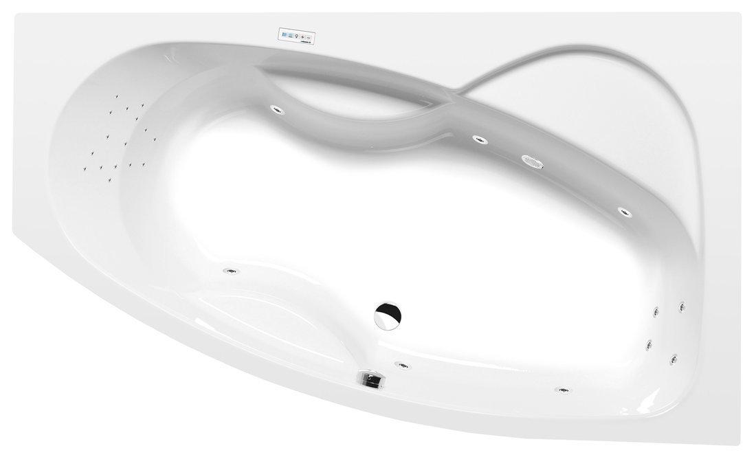 Polysan MAMBA R Whirlpool-Badewanne, 160x95x44cm, Highline Hydro, Chrom
