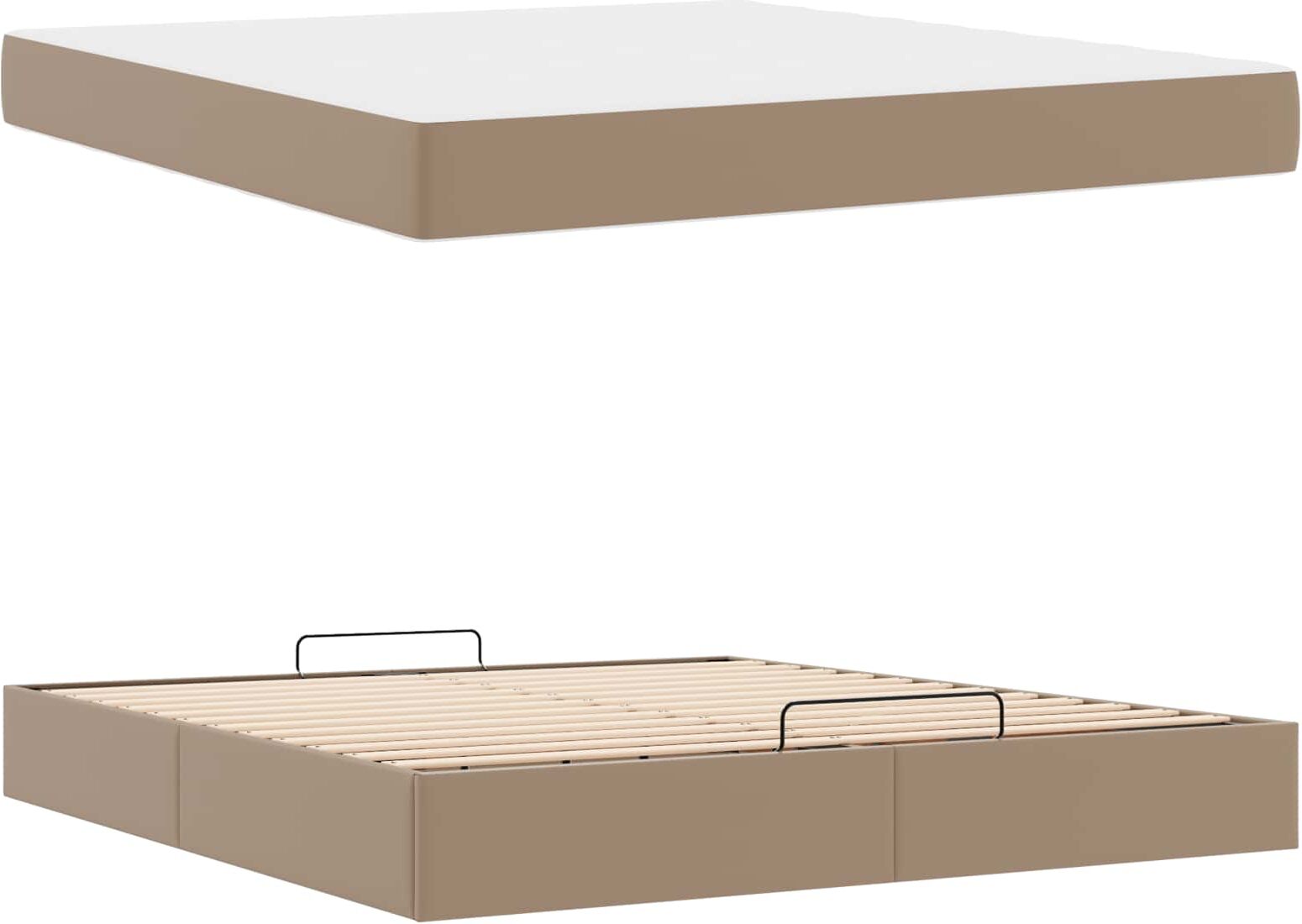 vidaXL Cadre de lit avec matelas Autre 2 pièces Tan PVC