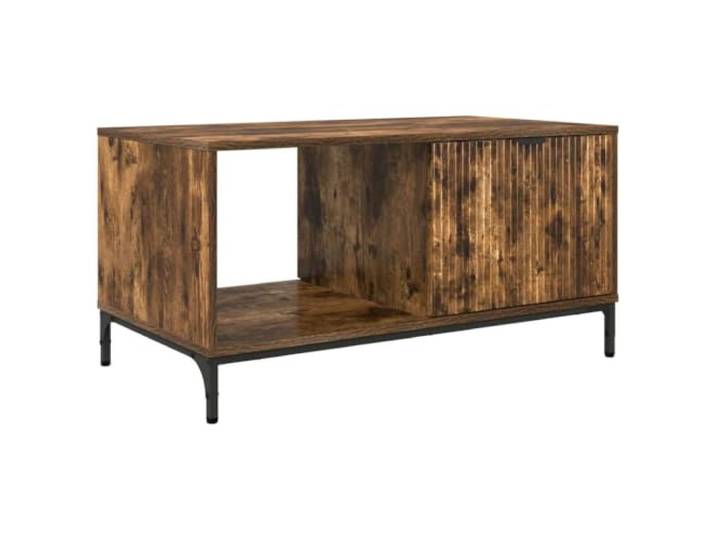 GHVBNMF Couchtisch Geräucherte Eiche 90x49x46 cm mit Schublade Ablage Stilvoller Wohnzimmertisch aus Holzwerkstoff bietet 2 Staufächer für Ordnung und eine tragfähige Oberfläche bis 60 kg.