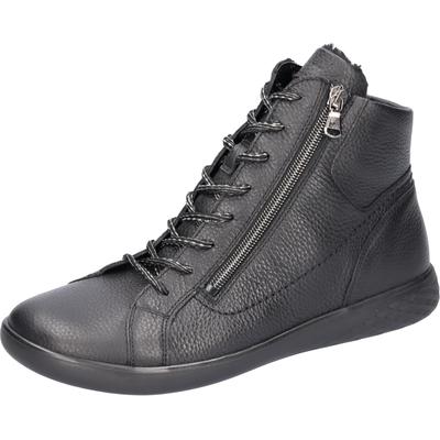 Sneakerboots WALDLÄUFER "H-CLOE", Damen, Gr. 5,5, Warmfutter, schwarz, Nappaleder, unifarben, Schuhe Sneakerboots, Schnürboots, Bequemschuh, Reißverschlüsse, in Komfortweite H