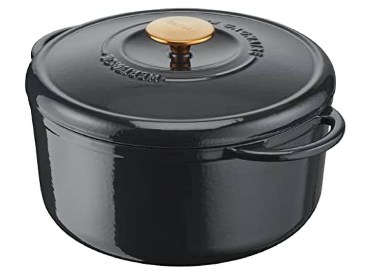 TEFAL Pierre Gagnaire Heritage Gusseisen-Bräter, rund, 21 cm, 3,3 l, Kondensationsdeckel, robuste Emaillierung, hervorragende Wärmespeicherung, köcheln und langsames Garen, Grau E2570304