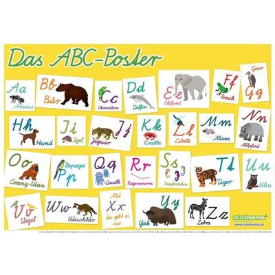 mindmemo Lernposter - Das Tier ABC Poster für Kinder in Schreibschrift Schulausgangsschrift Alphabet lernen, Gebundene Ausgabe von Henry