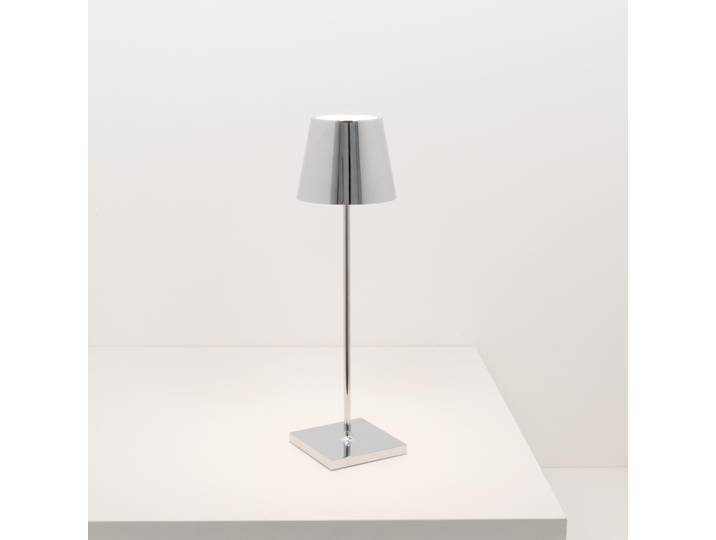 Zafferano Tischleuchte POLDINA PRO CHROME silber Ø11x38cm
