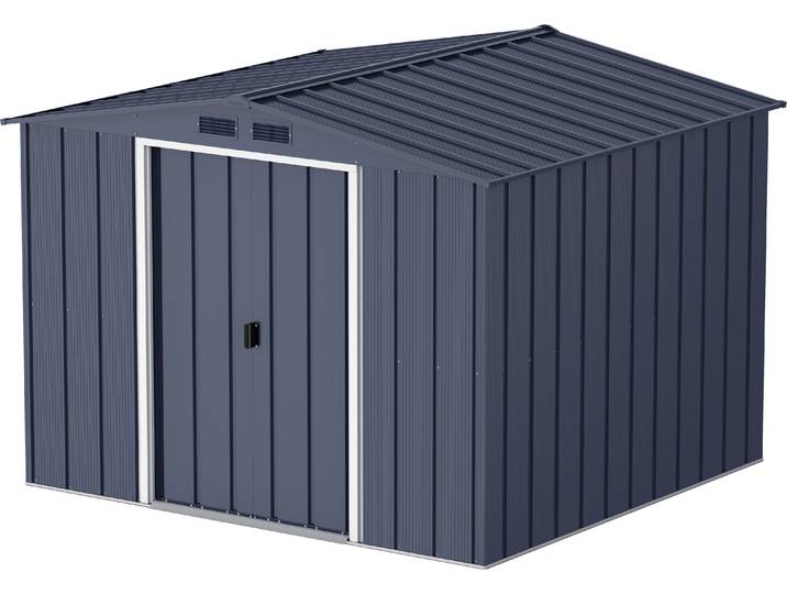 VCM Metall Gartenhaus 262x234 Geräteschuppen Garten Gerätehaus Schiebetüren, H. 191 x B. 262 x T. 234 cm, Metall