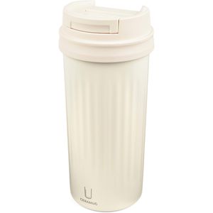 TROIKA Thermobecher Ceramug 500, weiß, hält 6 h warm und 12 h kalt, Edelstahl doppelwandig, 500 ml