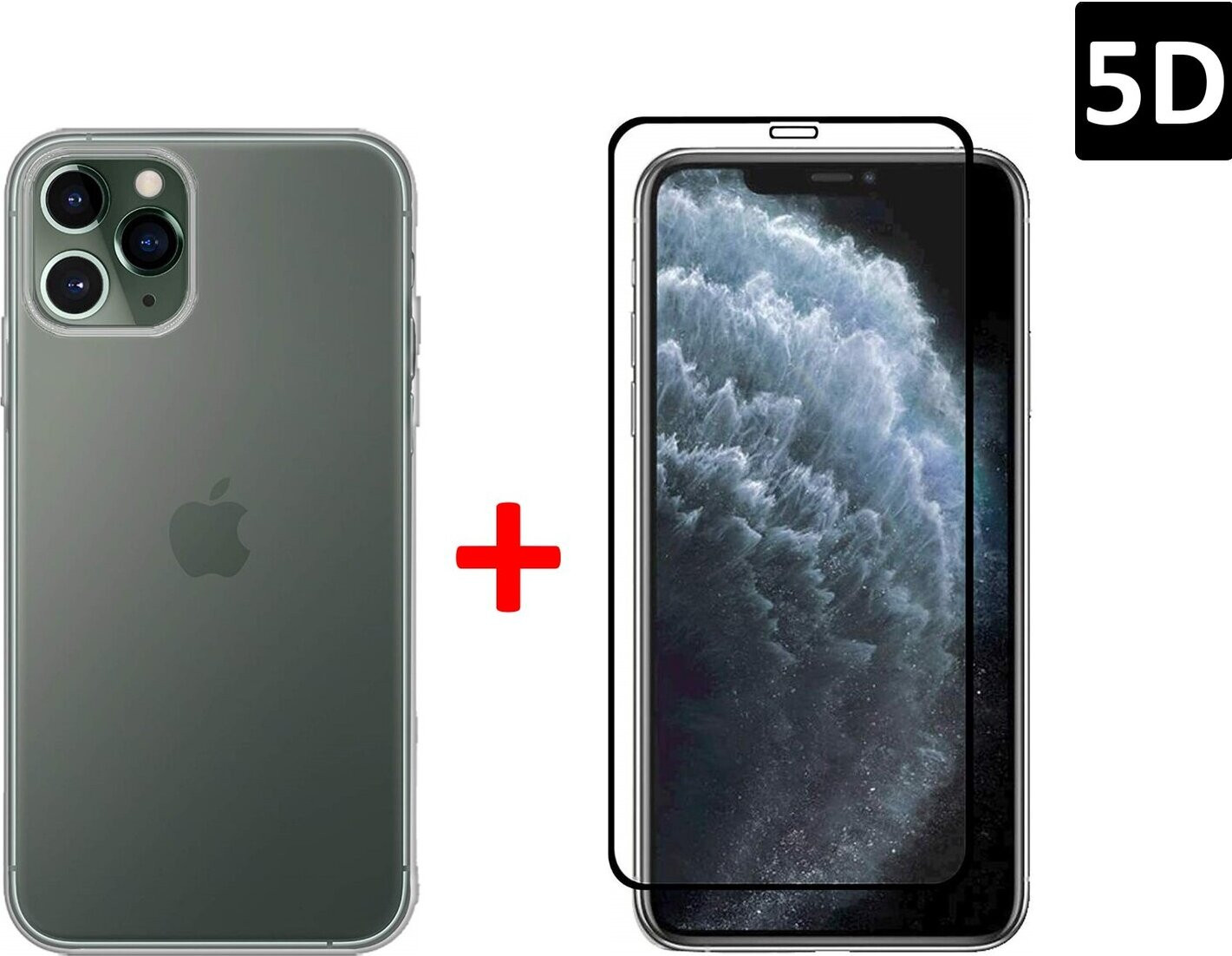 Cofi Siliconen hoesje en 5D beschermend glas voor Huawei Nova 5T, Transparant