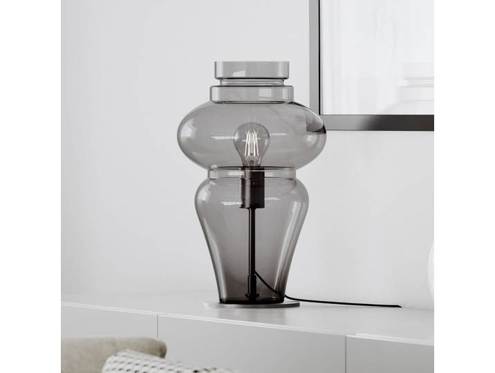 Lampe à poser Dolores Grey - By Rydéns - Salon / séjour - Scandinave - Verre - Avec abat-jour