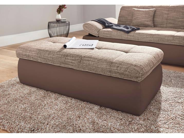 Hocker, Microfaser PRIMABELLE, Espresso/Braun/Beige, 136×43×64 cm, Mit Staufach, Modern, Domo-Collection