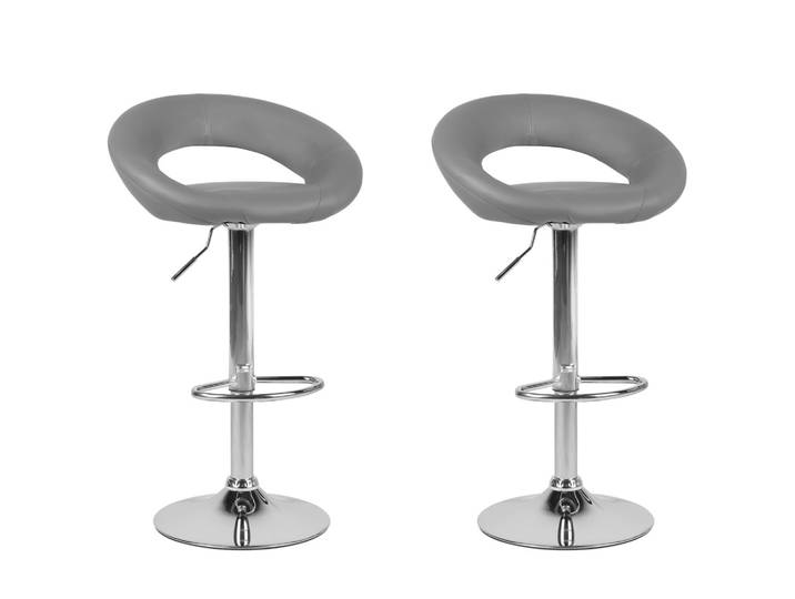 BARHOCKER 2er-Set Kunstleder Grau Peoria