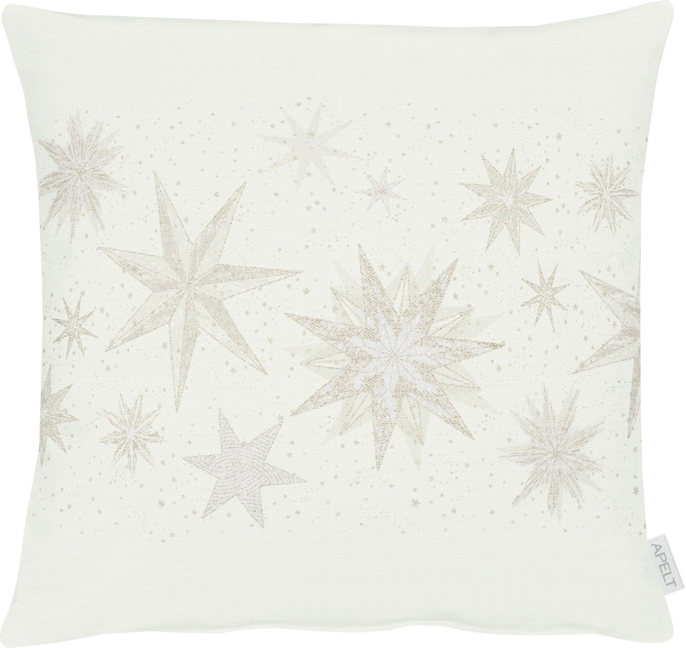 Dekokissen APELT "5843", beige (goldfarben, natur, sterne), B:49cm L:49cm, Polyester, Dekokissen_Sitzkissen_Kissenhüllen, Dekokissen goldfarben, natur, sterne B/L: 49cm x 49cm, 1 Stk.