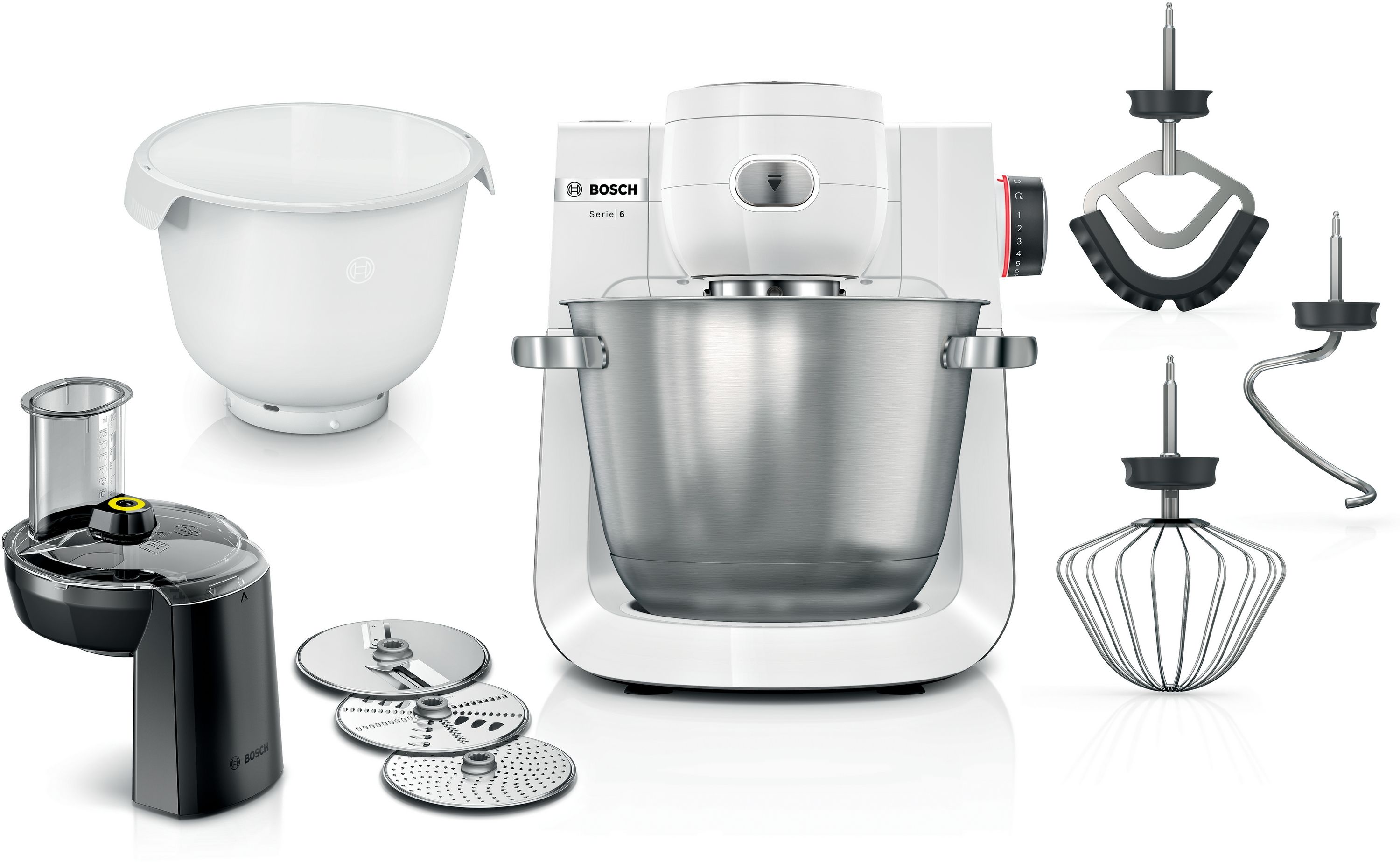 Bosch Serie 6 MUMS6EW23D 1600 W Küchenmaschine 5,5 l (Schwarz, Edelstahl, Weiß)