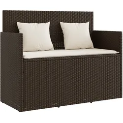 vidaXL Gartenbank mit Kissen Braun Poly Rattan