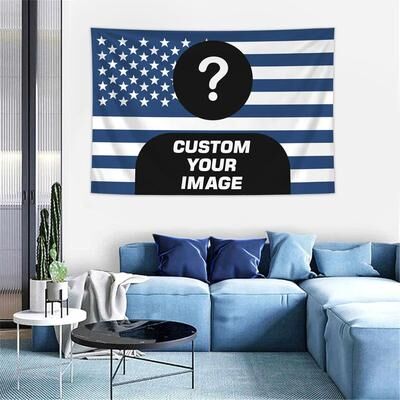 Uplift Treasures Personalized American Flag Photo Tapestry Custom Wall Banner 2 95x73cm