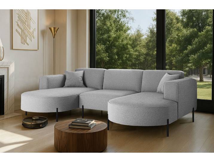 Kaiser Möbel Ecksofa Sofa Designer Modena U Rein stoff Noel, Quelle und Poso, Große Farbauswahl, komfortabel, bequem, praktisch