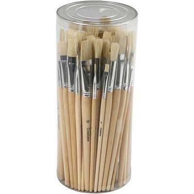 Creativ Company Nature Line Pinsel, Nr. 1+2+3+4+5+6+7+8+9+10, L 19,5-23 cm, B 4-17 mm, Flach,rund, 80 Stk