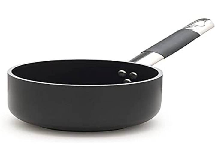 Töpfe Agnelli Alblack Kochtopf, Aluminium, Dicke 5mm, Fonds Induction 10mm, schwarz, 20 cm