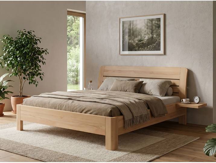 Bett Kernbuche Dunkel „Alina“ 80 x 210 cm Massivholz Buche Dunkel