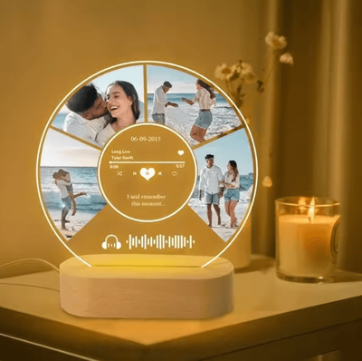 Inspire Curations Custom Spotify Acrylic Lamp Plaque Personalized Music Photo Frame For Romantic Gifts version D 3 Colors Light Base