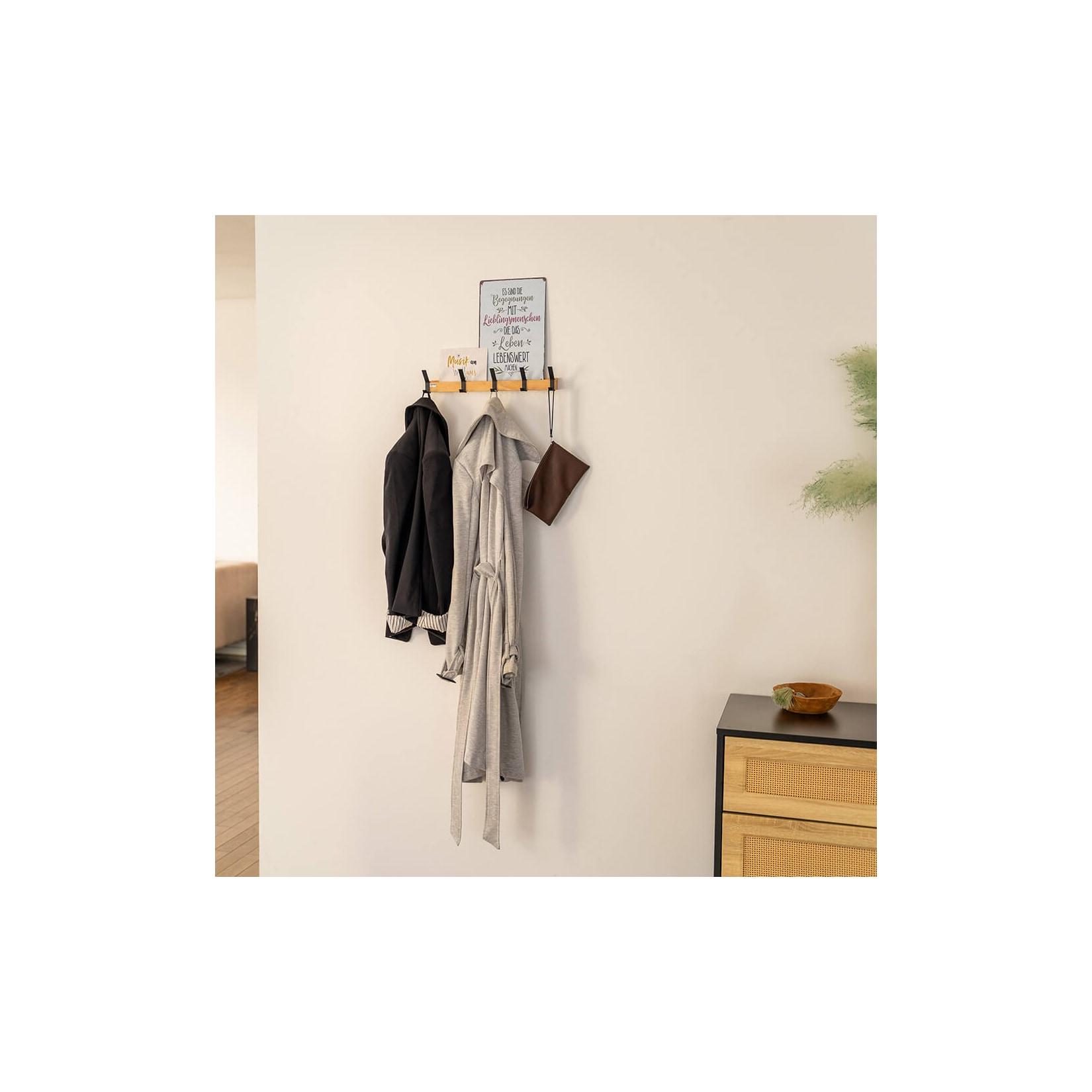 HOME DELUXE Garderobenleiste inkl. Haken, Magnete und Bilderregal STRIPE - 5 x Haken