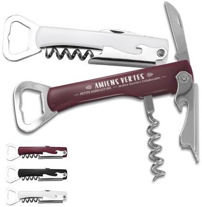 Tire-bouchon décapsuleur limonadier personnalisé essentiel inox ABS bordeaux