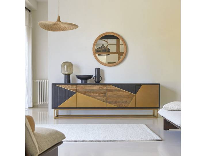 TV Schrank aus Eiche 240 cm - Schwarz - Oak