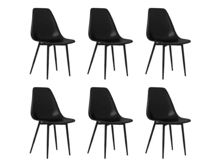 KGHERMDF Esszimmerstühle 6 STK. Schwarz PP Metallbeine, Ergonomisch Geformte Rückenlehne, Belastbar Bis 110 Kg, Leicht Zu Reinigen