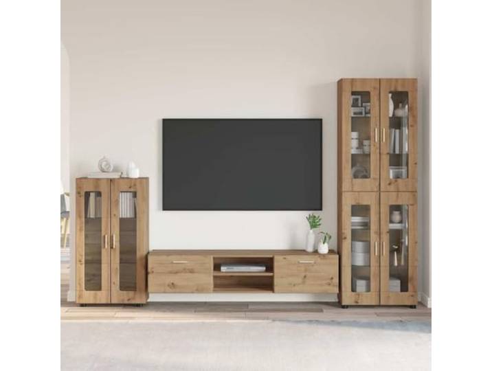 KFPOERTFGD TV-Schrankset Florin Wohnwand 3-TLG. Artisan-Eiche Modernes Design, Vielseitiger Stauraum, Inklusive Sideboard & Highboard