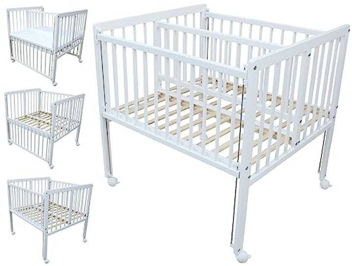 Micoland Beistellbett Zwillingsbett Kinderbett mit Rädern 90x80 cm LUX