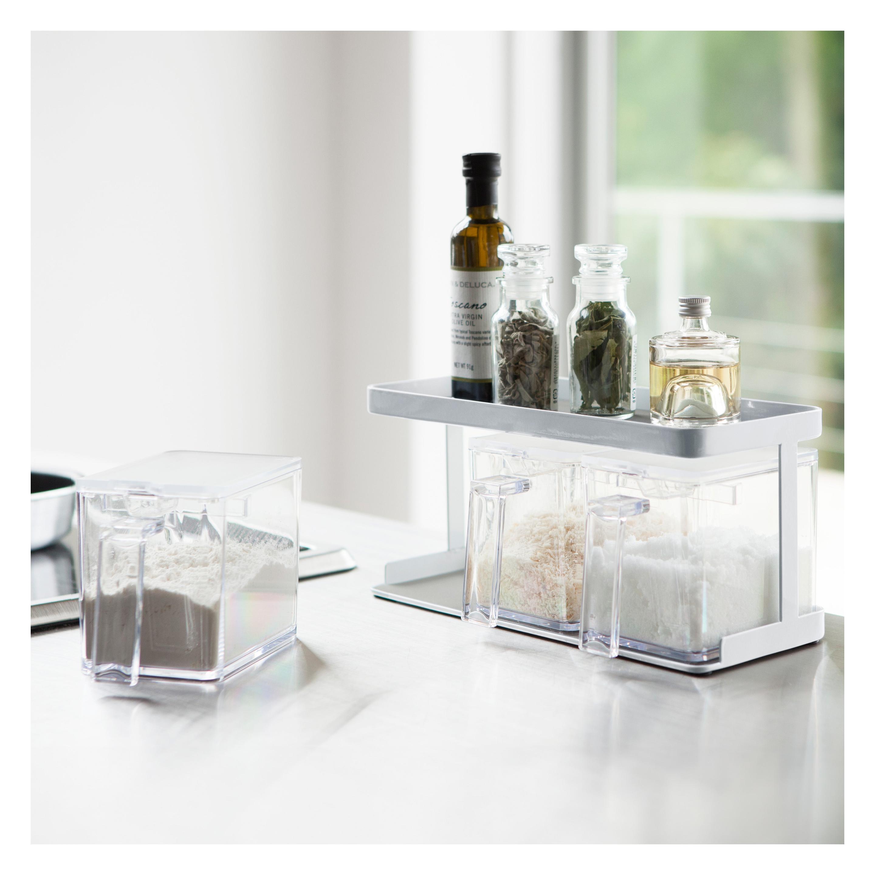 Yamazaki Zutatenbehälter (3er-Set) & Ständer TOWER (0.65 l) (KT-TW DO SET-3 WH)