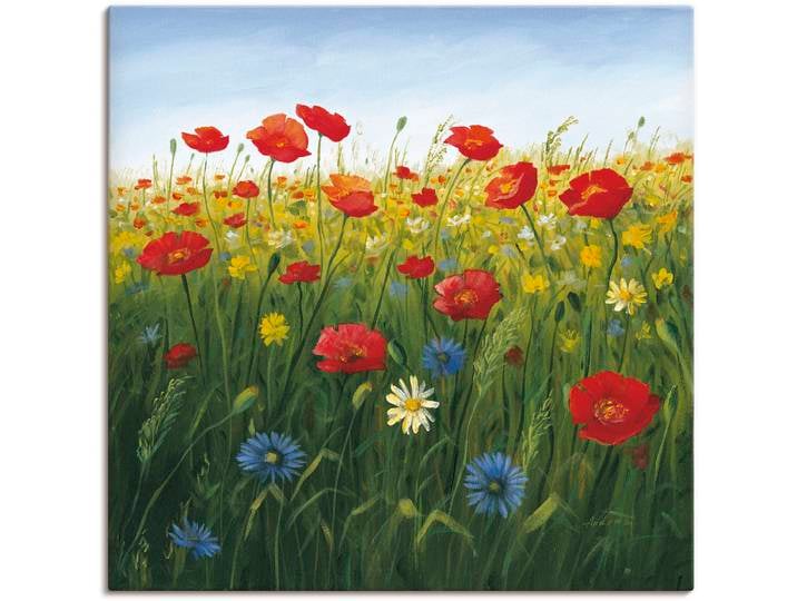 Wandbild ARTLAND Mohnblumen Landschaft I , grün (farbe bild(er): grün), B:40cm H:40cm, Bilder, Wandbild, als Alubild, Leinwandbild in verschied. Grössen