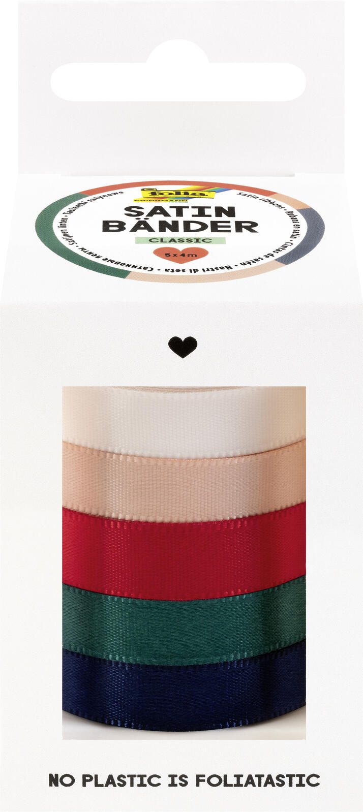 folia Geschenkband CLASSIC, 10 mm x 4 m, rot, champagner, rosa, dunkelblau, dunkelgrün 12134