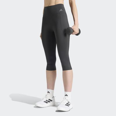 Trainingstights ADIDAS PERFORMANCE "OPTIME WORKOUT CONTOUR CAPRI-LEGGINGS", Damen, Gr. XS, N-Gr, schwarz (schwarz, normal, gr.), Obermaterial: 73% Polyamid, 27% Elasthan, Hosen