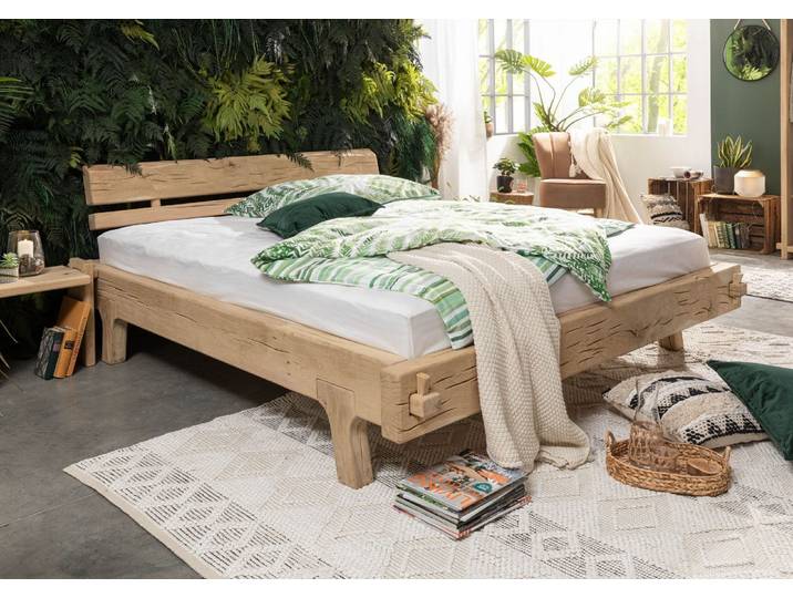 Balkenbett Eiche 180x200 natur geölt OAK HEART #03