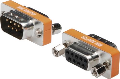 Digitus Seriell Adapter [1x D-SUB-Buchse 9pol. - 1x D-SUB-Stecker 9pol.] Silber, Orange, Schwarz
