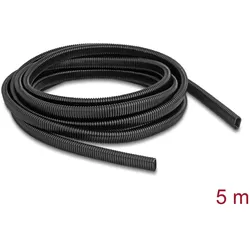DeLOCK Kunststoff Kabelschutzschlauch in Ovalform flexibel 13,6 x 6,3 mm - Länge 5 m schwarz