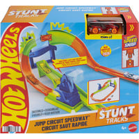 Stunt Tracks Championship Rennbahnset mit Hot Wheels Auto im Maßstab 1:64