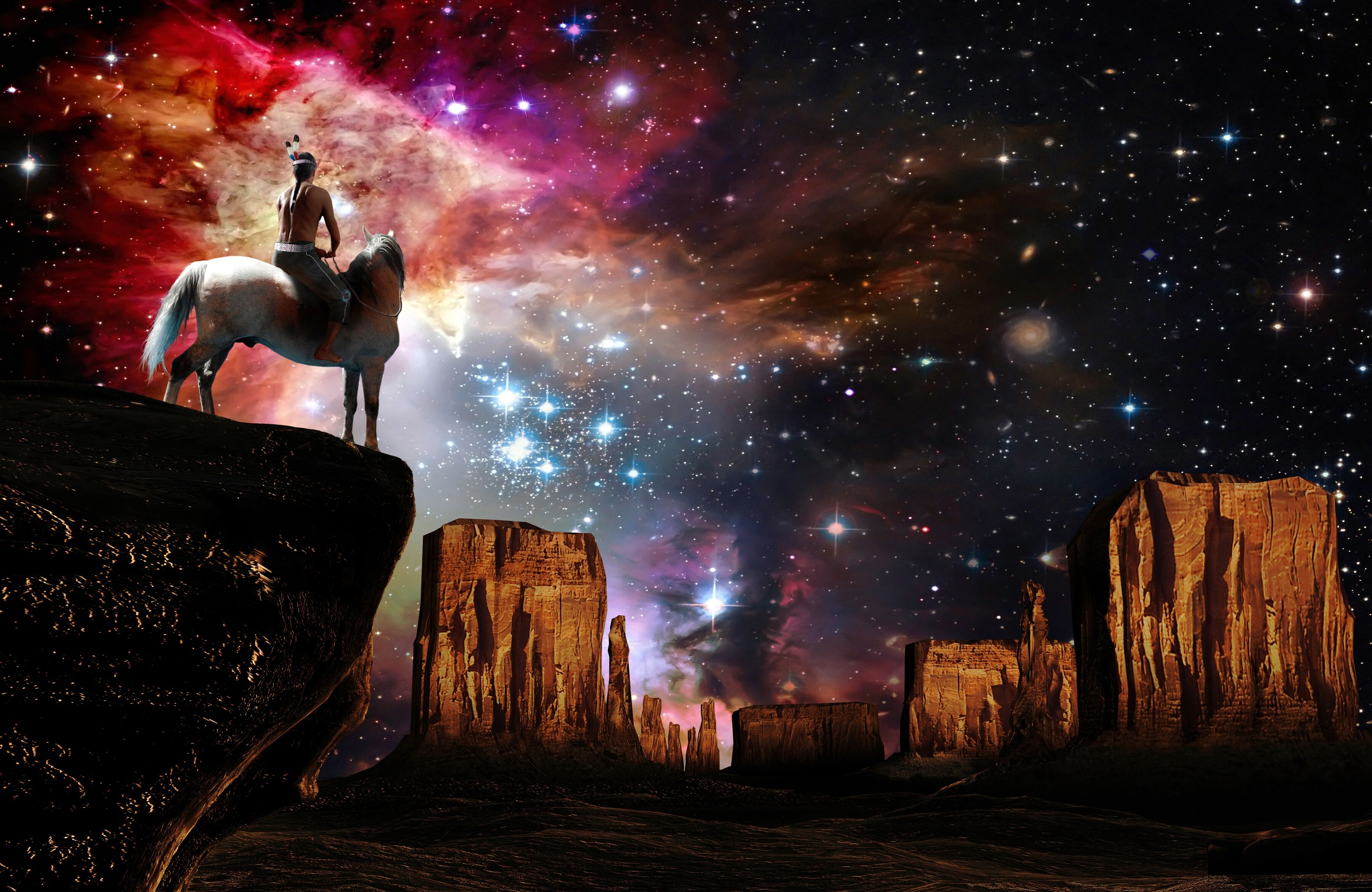 Papermoon "ABSTRAKT GALAXIE LANDSCHAFT GRAND CANYON" bunt B/L: 4,5m x 2,8m, Bahnen: 9 Stk.