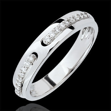 Edenly Trauring Versprechen -WeiÃŸgold und Diamanten - GroÃŸes Modell - 18 Kara