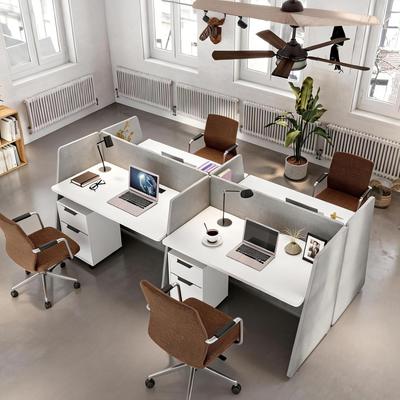 WESOME Modular Office Cubicle Desk with Outlets & USB, Staff Workstation Desk with Mobile Storage Cabinet