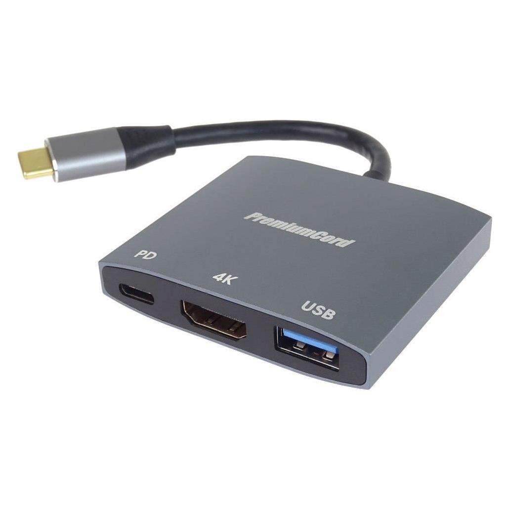 PremiumCord adaptér USB-C na HDMI, USB 3.0 a PD (HDMI) (KU31HDMI15)