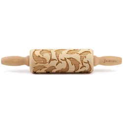 Teigroller FOLKROLL "Delfine", braun (holzfarben), L:23cm Ø:4,5cm, Massivholz, Teigroller, Keksteig im Handumdrehen mit Motiv versehen