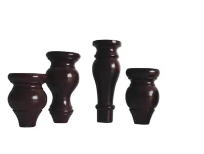 MKYYIOED Möbelfüße Holz 4 Stück Massivholz-Brötchenfüße For Bett, Schrank, Kommode, Couch, Sofa(Brown,H12cm)