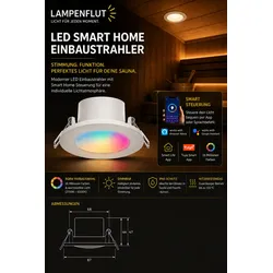 Sauna Smart Home Einbaustrahler Saunawelten RGBAW IP65