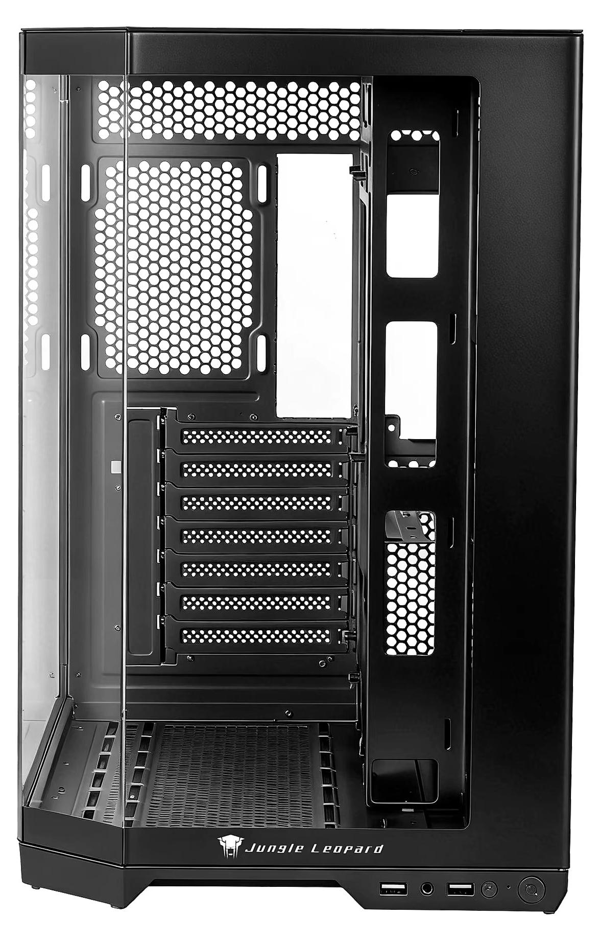 PC-Gehäuse - ATX Mid Tower - Gehärtetes Front- und Seitenglas - Hoher Luftstrom - ITX/Micro-ATX/ATX/EATX - 360-mm-Radiator - Schwarz