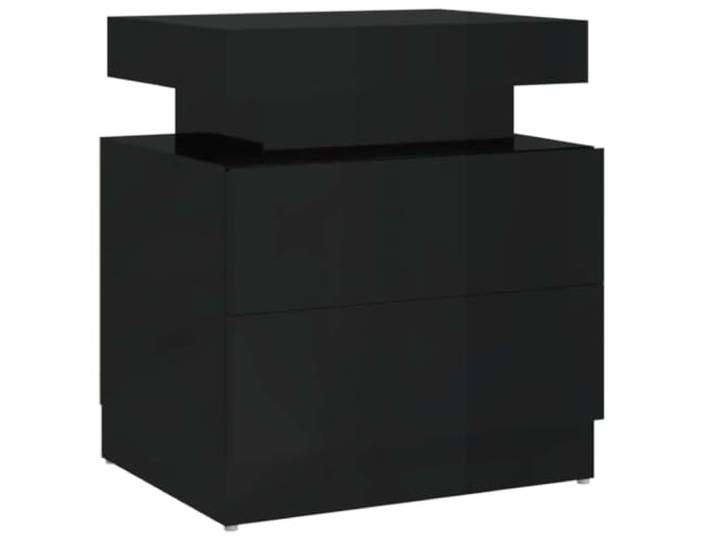 Tmriohed Nachttisch Hochglanz-Schwarz 45x35x52 cm Holzwerkstoff Kompakter Beistelltisch für das Schlafzimmer mit praktischer Wandsicherung und viel Platz für Bücher sowie Zubehör.