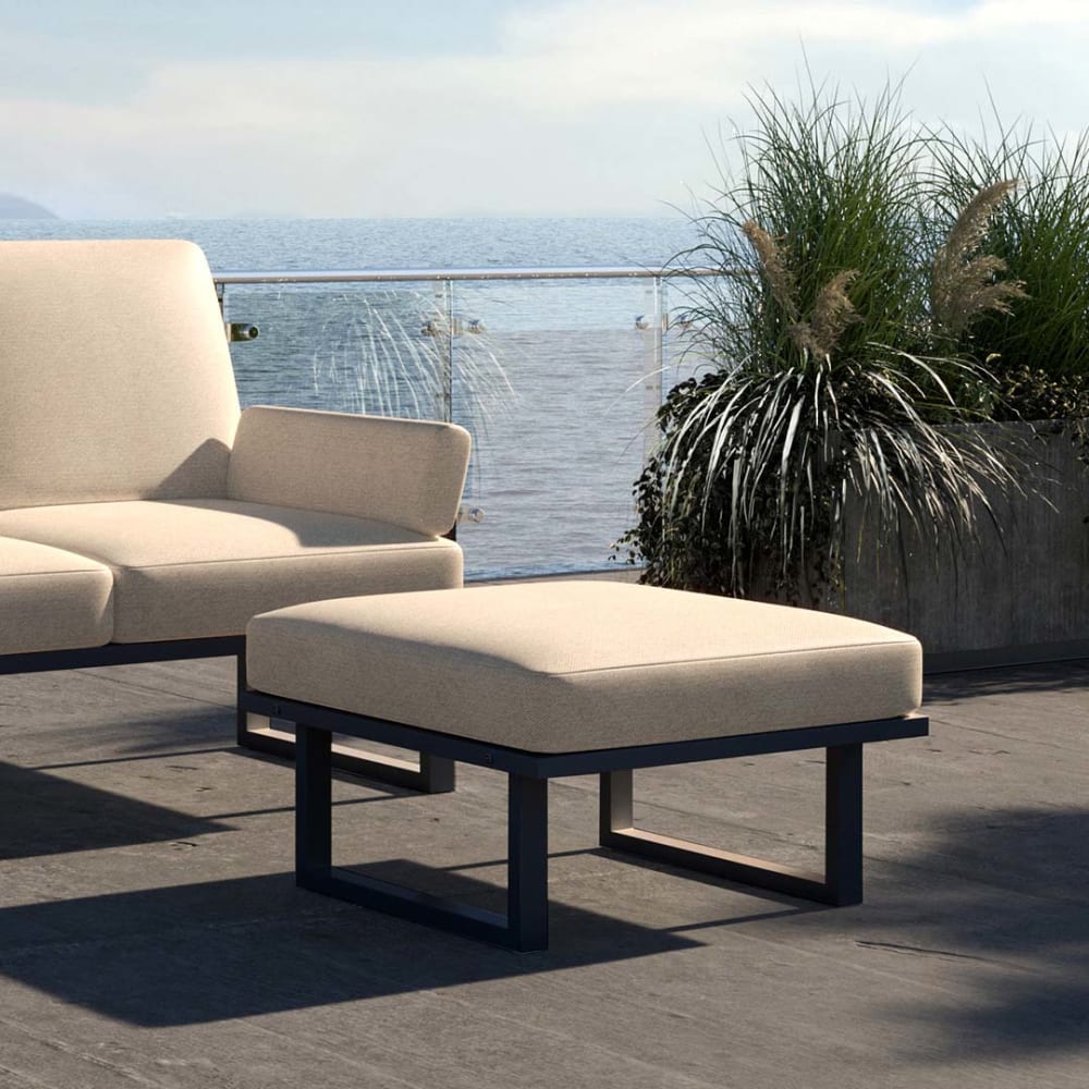 Mesonica Pouf beige clair - cadre anthracite Beige 76x40x76cm