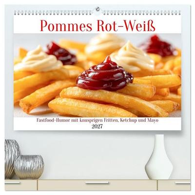 Pommes Rot-Weiß - Fastfood-Humor mit knusprigen Fritten, Ketchup und Mayo (hochwertiger Premium Wandkalender 2027 DIN A2 quer), Kunstdruck in