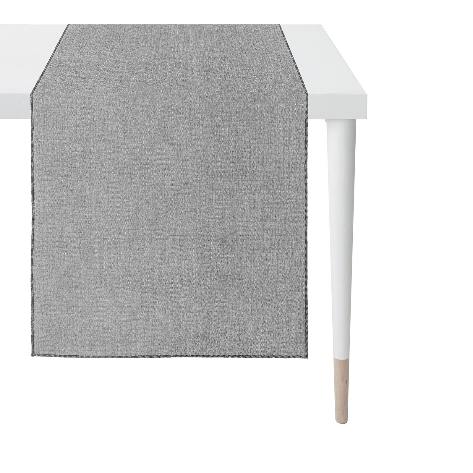home24 Tafelloper Stone grijs, B: 46 cm, L: 140 cm