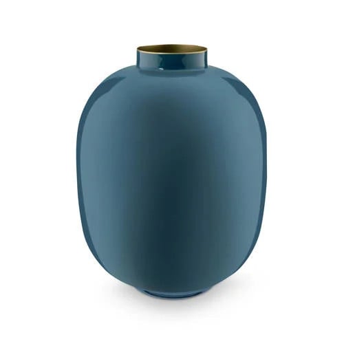 Pip Studio metalen vaas blauw, Hoogte: 32 cm