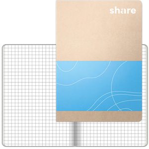 share Notizbuch 4-0015139, Karton Softcover, pastellblau, 40 Blatt / 80 Seiten, 80 g/m², kariert, A6